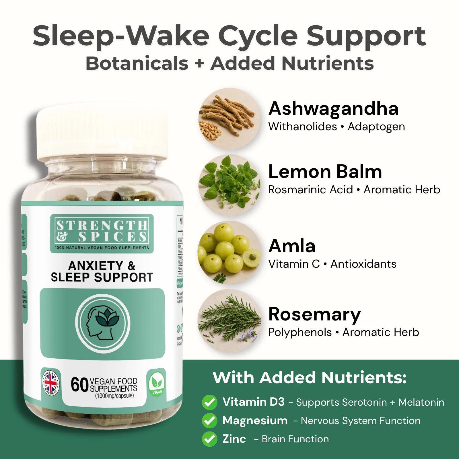 Anxiety & Sleep Support - Strength & Spices Ltd. Supplement