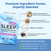 Sleep Support 10,300mg, with Ashwagandha KSM - 66®, Valerian & L - Tryptophan - Strength & Spices Ltd. Supplement