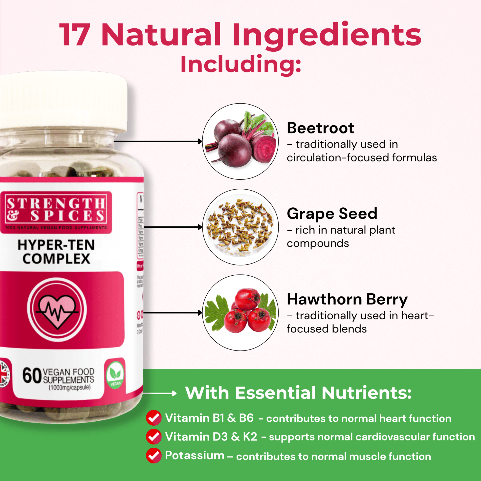 Hyper - Ten Support (Blood Pressure Aid) - Strength & Spices Ltd. Supplement