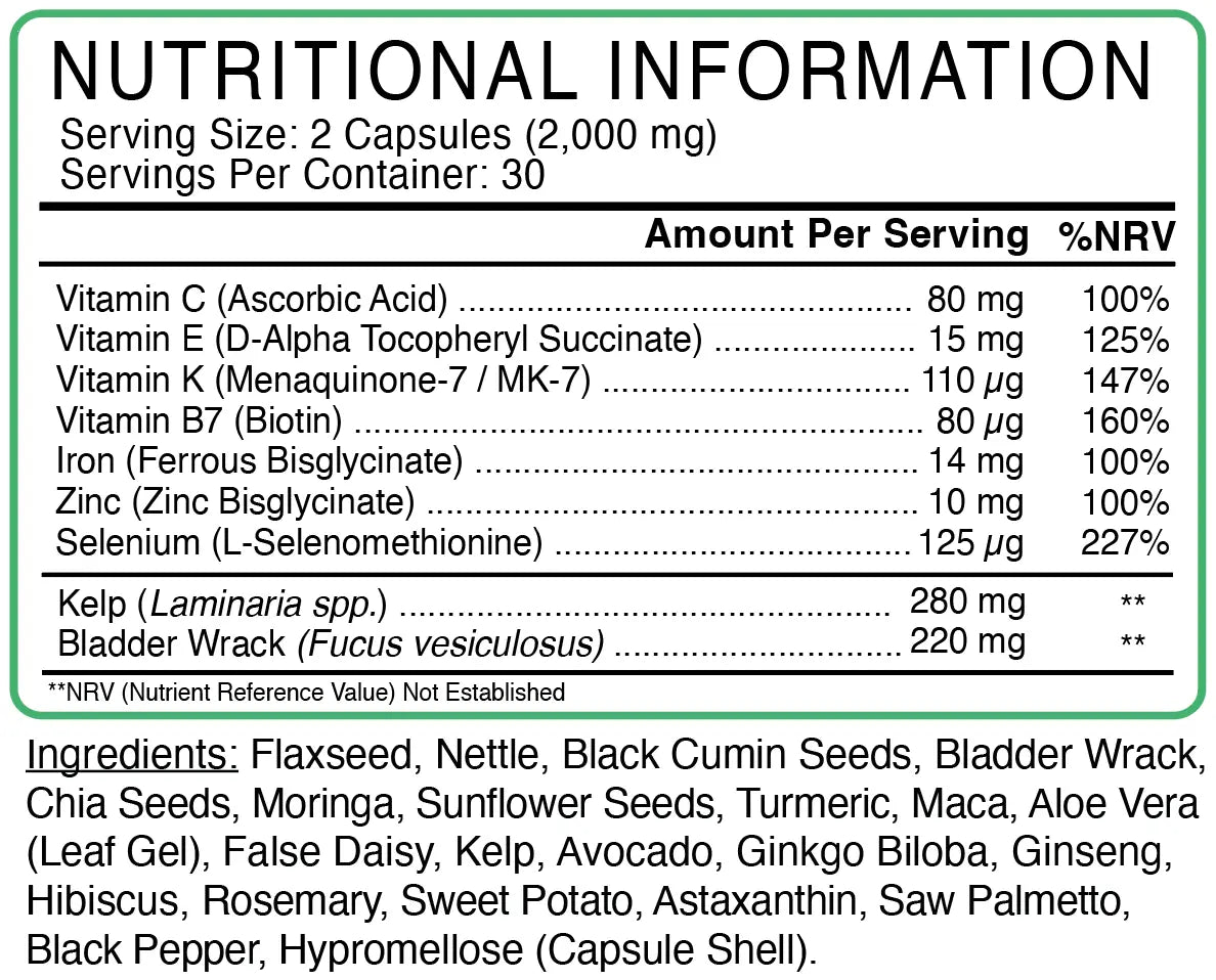 Hair, Skin & Nails nutritional information