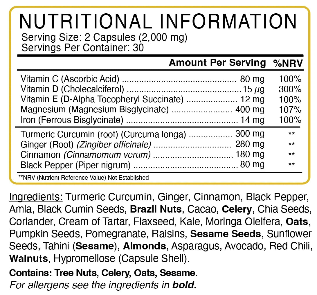 Inflammation Support nutritional information