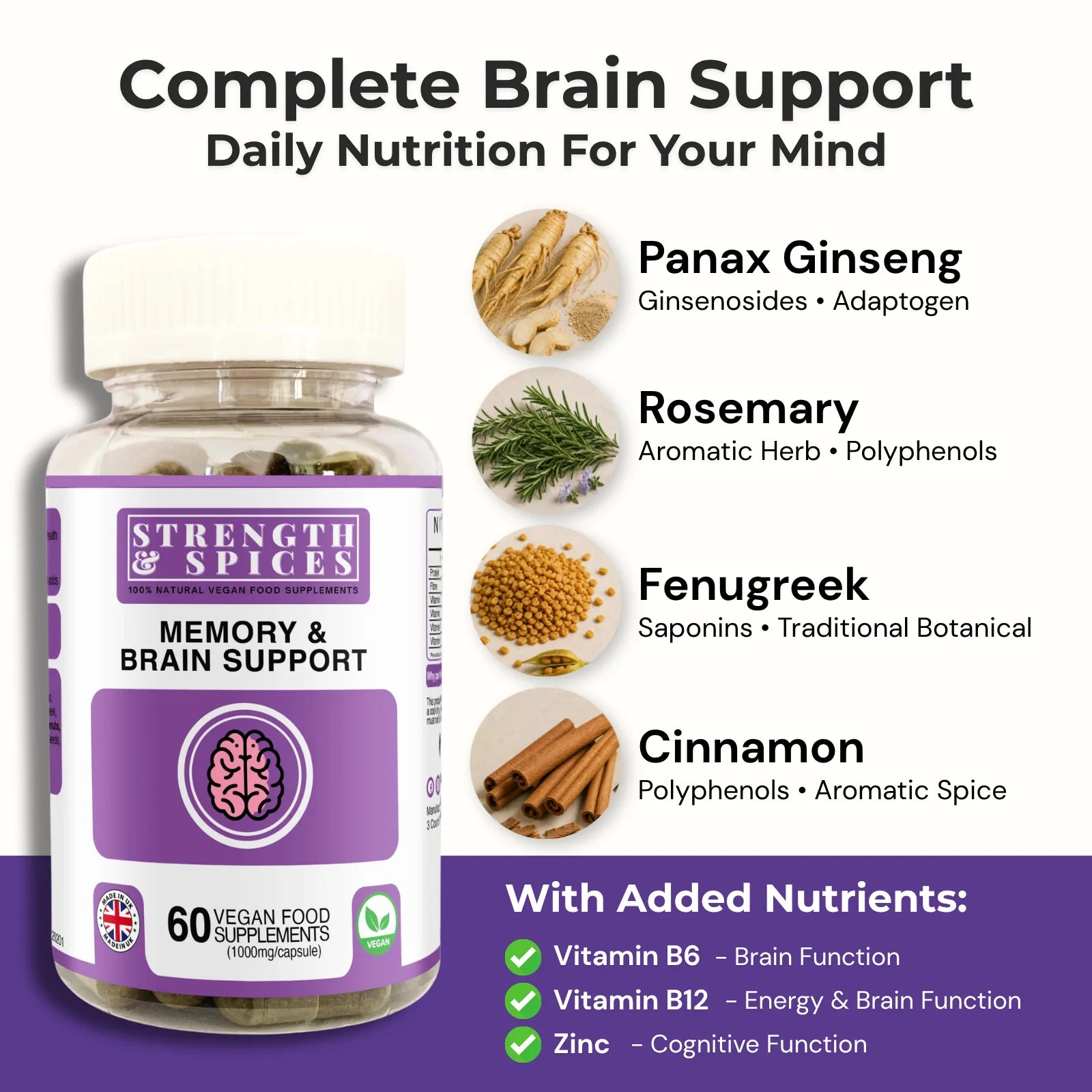 Memory & Brain Support - Strength & Spices Ltd. Supplement