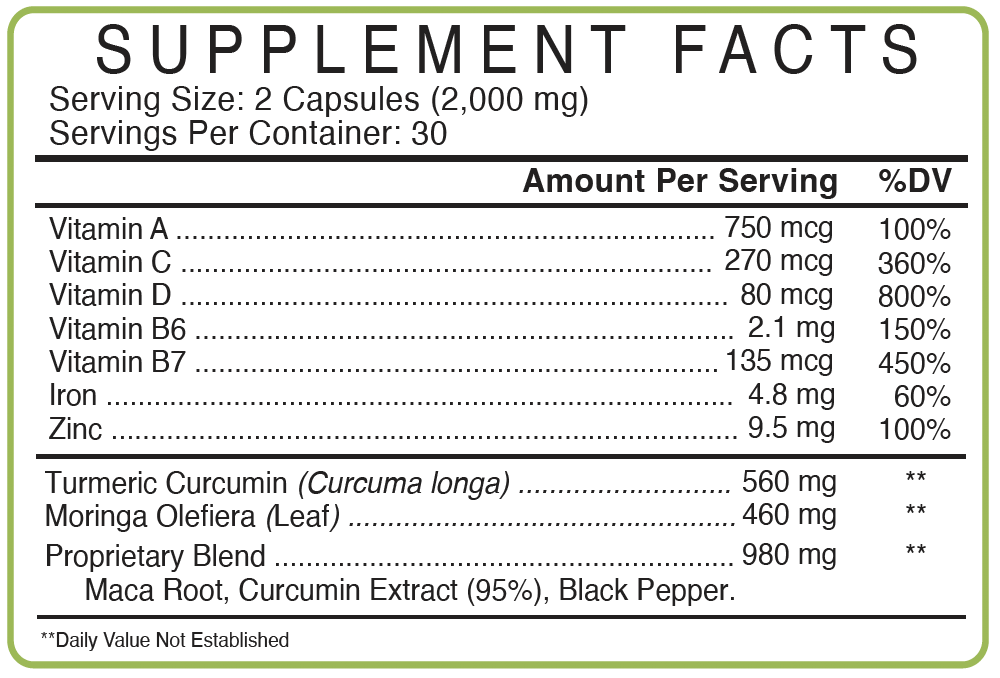 Immune Support nutritional information