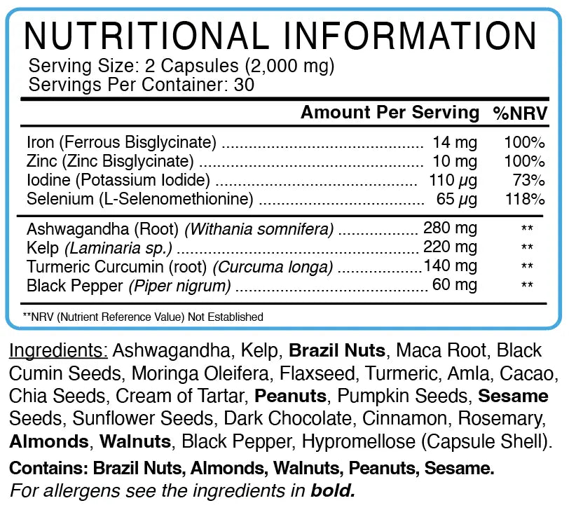 Thyroid Support nutritional information