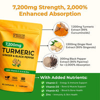 High-Strength 7,200mg Turmeric Curcumin - 3 Month Supply