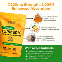 High-Strength 7,200mg Turmeric Curcumin - 3 Month Supply - Strength & Spices Ltd. Supplement