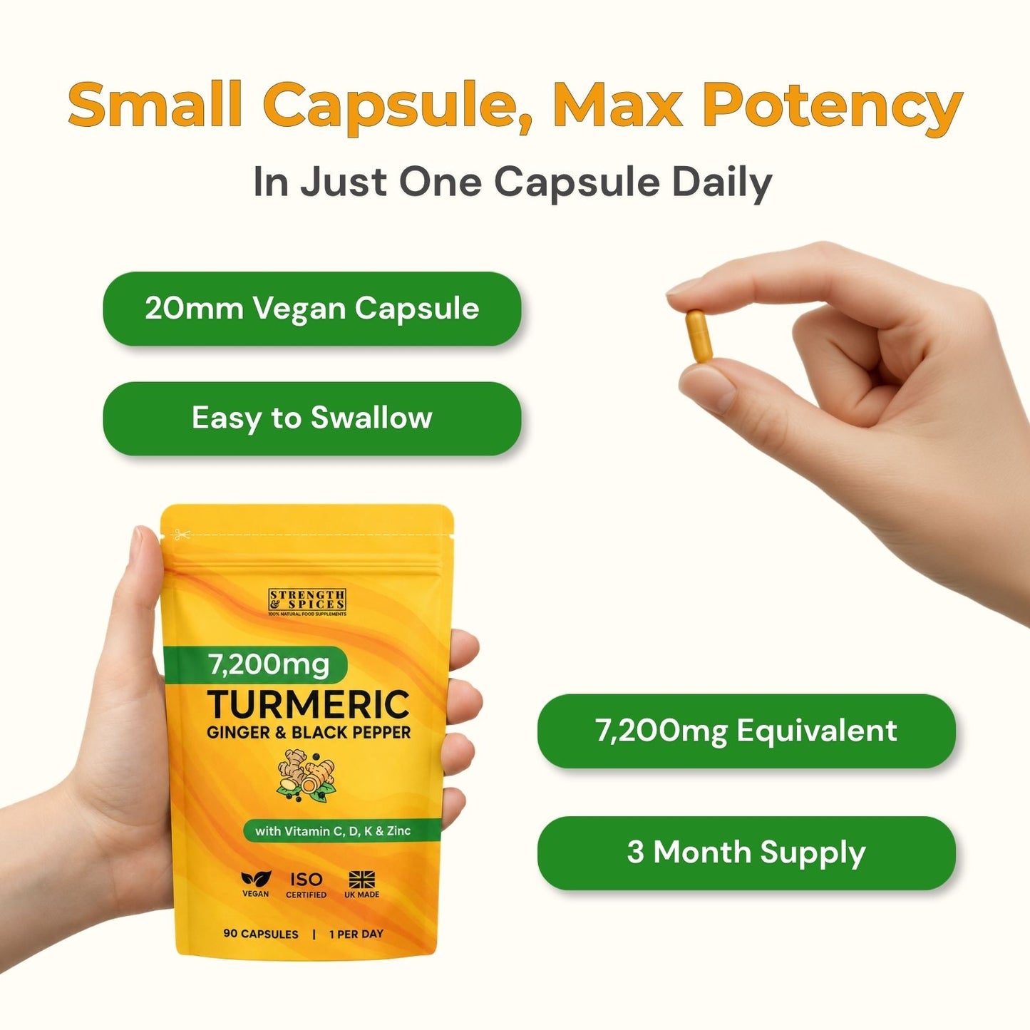 High-Strength 7,200mg Turmeric Curcumin - 3 Month Supply - Strength & Spices Ltd. Supplement