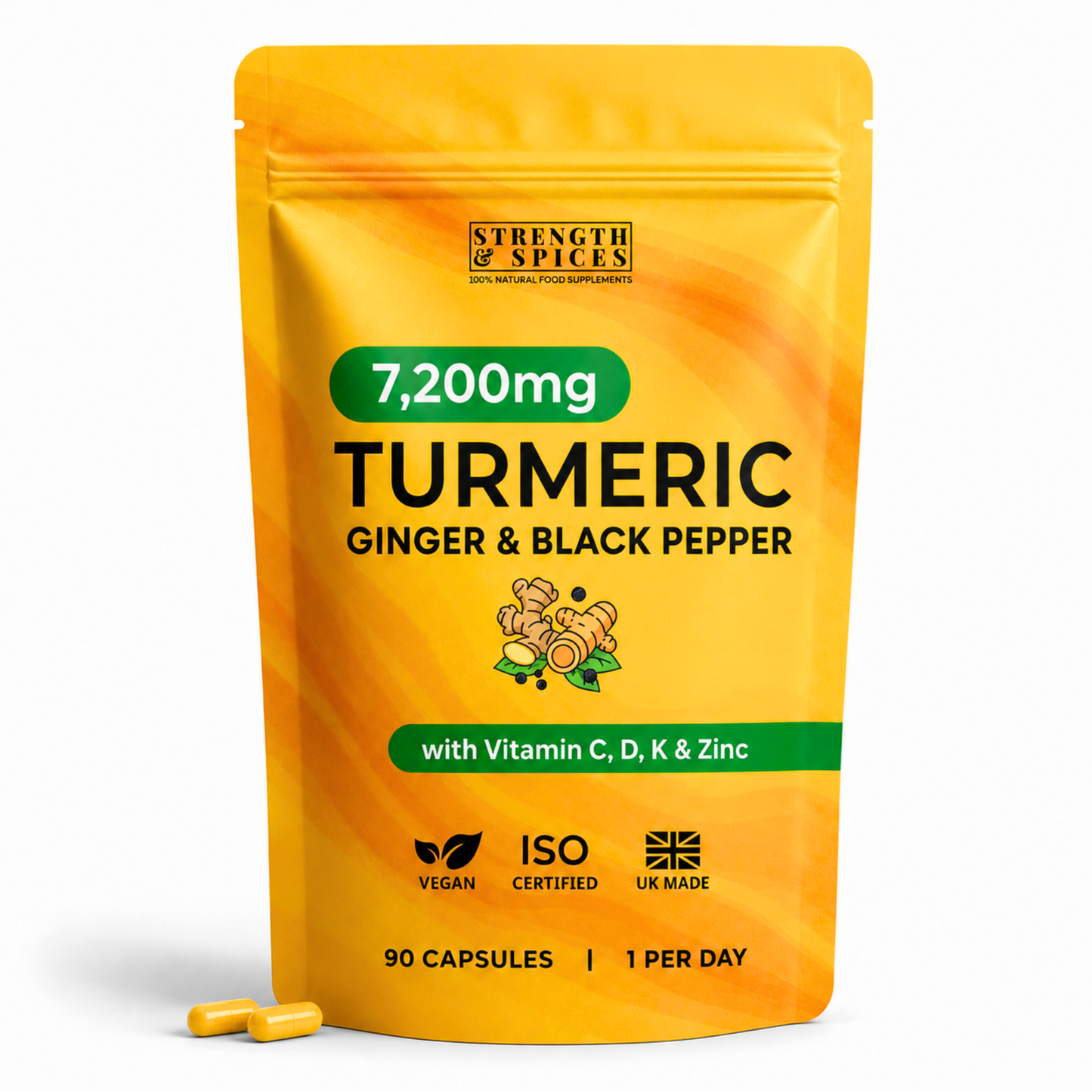 High-Strength 7,200mg Turmeric Curcumin - 3 Month Supply