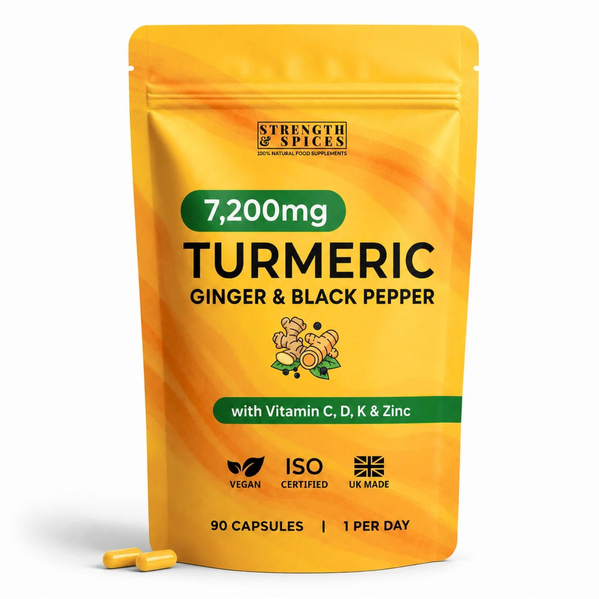 High-Strength 7,200mg Turmeric Curcumin - 3 Month Supply - Strength & Spices Ltd. Supplement