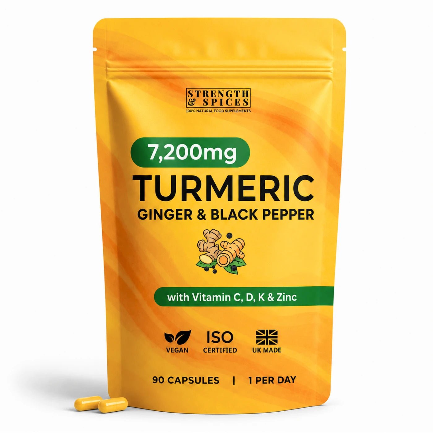 High-Strength 7,200mg Turmeric Curcumin - 3 Month Supply - Strength & Spices Ltd. Supplement